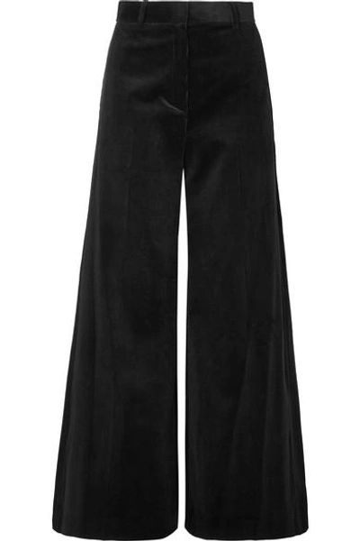 Shop Bella Freud Bianca Cotton-corduroy Wide-leg Pants In Black