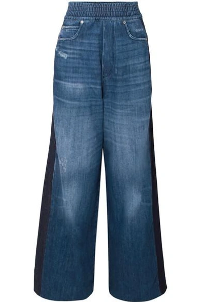 Shop Golden Goose Sophie Paneled High-rise Wide-leg Jeans In Mid Denim