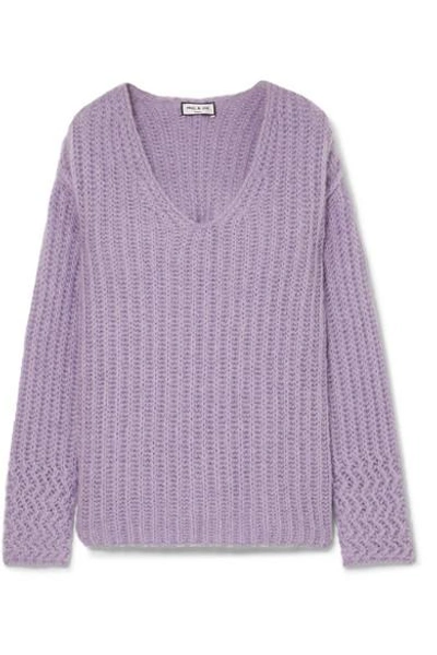Shop Paul & Joe Joris Oversized Ribbed-knit Sweater In Lavender