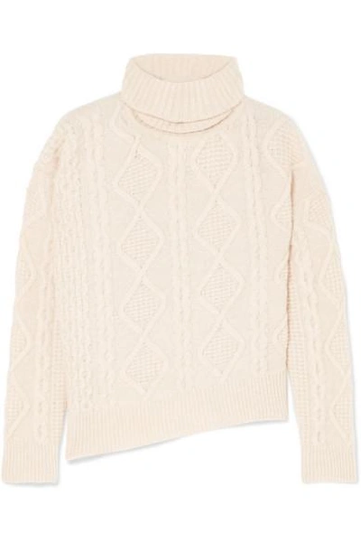 Shop Vanessa Bruno Jaira Cable-knit Wool Turtleneck Sweater In Cream