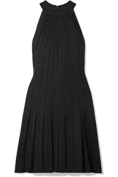 Shop Brandon Maxwell Pleated Crepe Mini Dress In Black