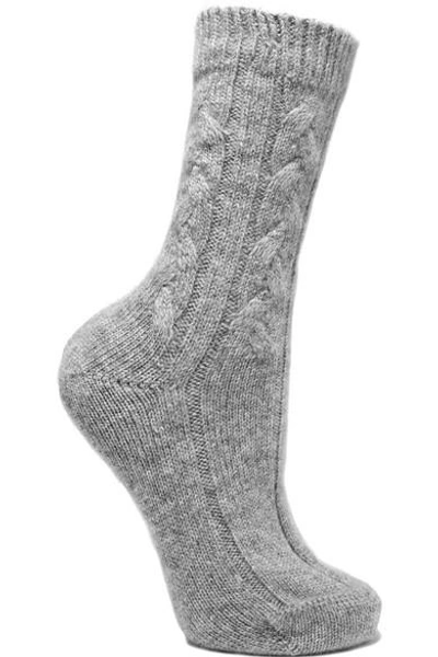 Shop Johnstons Of Elgin Cable-knit Cashmere Socks In Gray