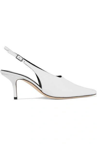 Shop Dorateymur Groupie Leather Slingback Pumps In White