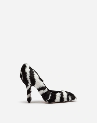 Shop Dolce & Gabbana Pumps In Zebra Faux Fur In Multicolor