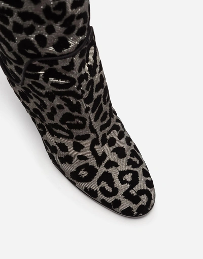 Shop Dolce & Gabbana Boots In Color-changing Leopard Fabric In Silver