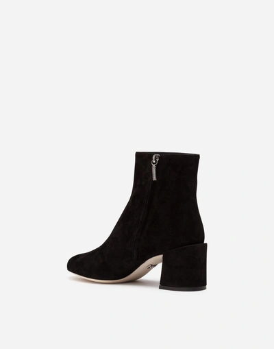 Shop Dolce & Gabbana Suede Ankle Boots With Embroidery In Black