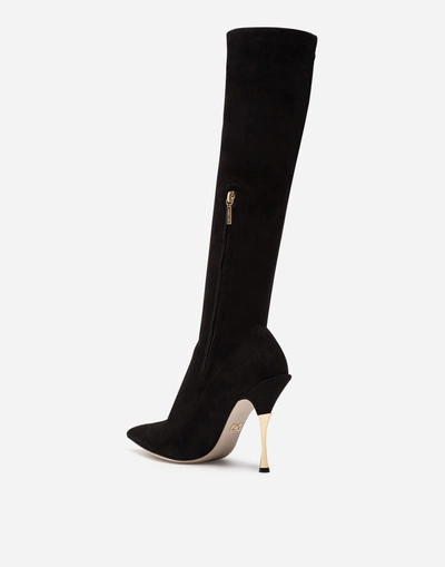 Shop Dolce & Gabbana Stretch Suede Boots In Black