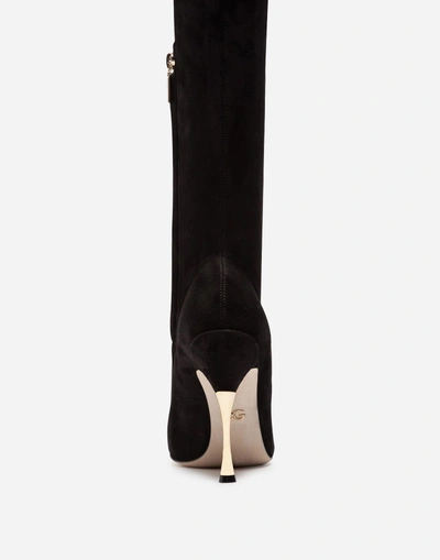 Shop Dolce & Gabbana Stretch Suede Boots In Black