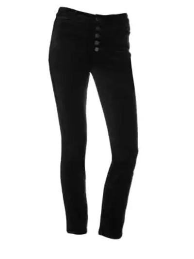 Shop Paige Hoxton High Rise Ankle Peg Velvet Trousers In Black Overdye