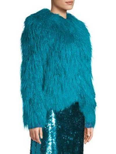 Shop Alice And Olivia Verity Faux Fur Coat In Peacock