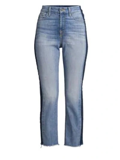Shop Jen7 By 7 For All Mankind Contrast Skinny Jeans In Blue
