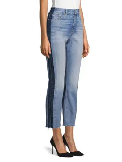 Shop Jen7 By 7 For All Mankind Contrast Skinny Jeans In Blue