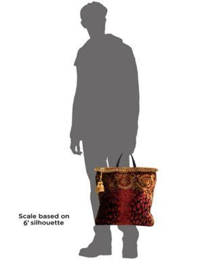 Shop Versace Velvet Baroque Tote In Russet Nero Oro Tribute