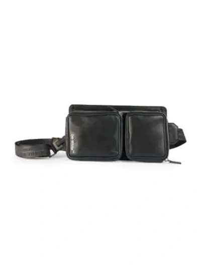Shop Off-white Logo Leather Belt Bag In Black White