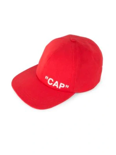 Shop Off-white Quote Baseball Cap In Red White