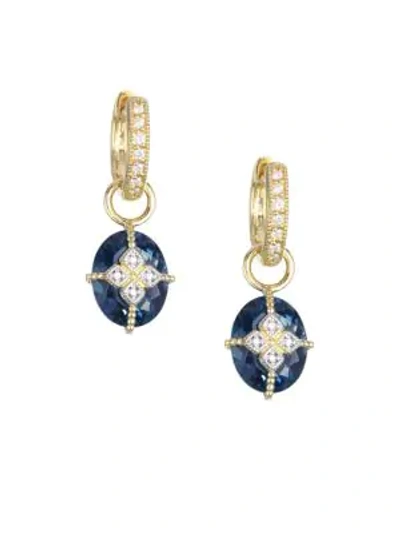 Shop Jude Frances Oval London Blue Topaz, Diamond & 18k Yellow Gold Earring Charms
