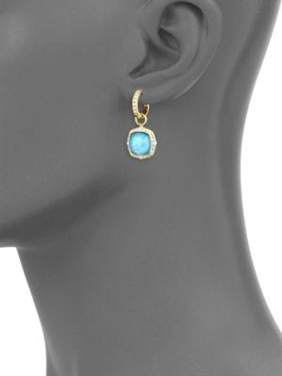 Shop Jude Frances Light Apatite, Mother-of-pearl, Clear Quartz Triplet, Diamond & 18k Yellow Gold Earring Charms