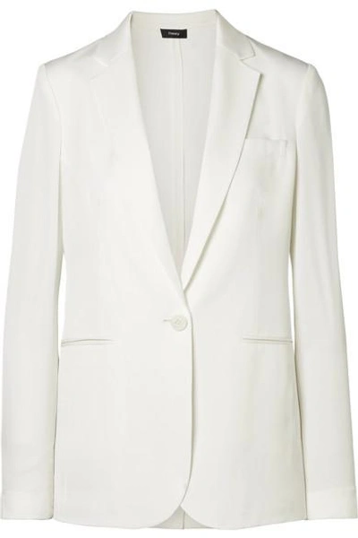 Shop Theory Grinson Silk-georgette Blazer In Ivory