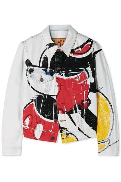 Shop Marc Jacobs Mickey Printed Denim Jacket In Blue