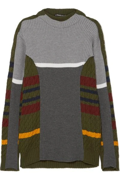 Shop Y/project Striped Wool-blend Dress In Gray