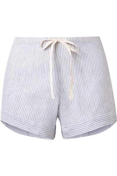 Shop Pour Les Femmes Striped Linen Pajama Shorts In Gray