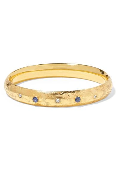 Shop Fred Leighton 1917 14-karat Gold, Sapphire And Diamond Bangle