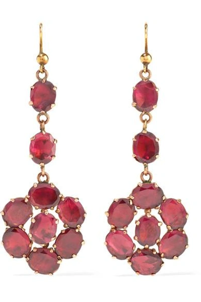 Shop Fred Leighton 1880s 9-karat Rose Gold Garnet Earrings