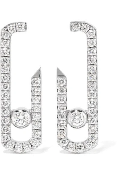 Shop Messika Move Addiction 18-karat White Gold Diamond Earrings