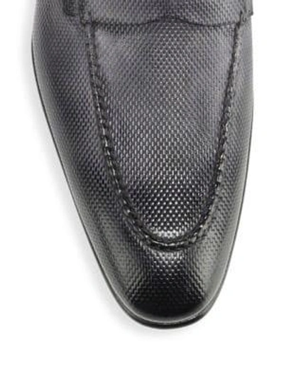 Shop Santoni Felipe Textured Leather Loafers In Grey
