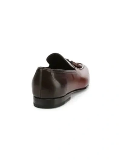 Shop Santoni Garcia Leather Tassel Loafers In Burgundy