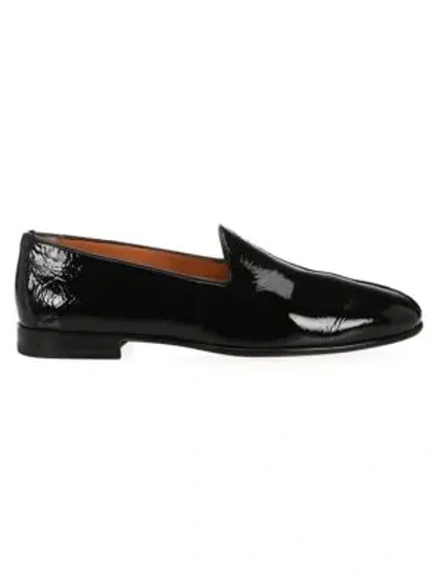 Shop Santoni Patent Leather Dress Loafers In Black