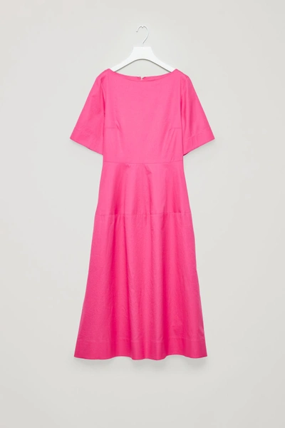 Shop Cos Waisted Short-sleeve Dress In Pink