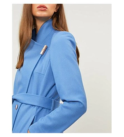 Ted Baker Sandra Wool-blend Wrap Coat In Mid Blue | ModeSens