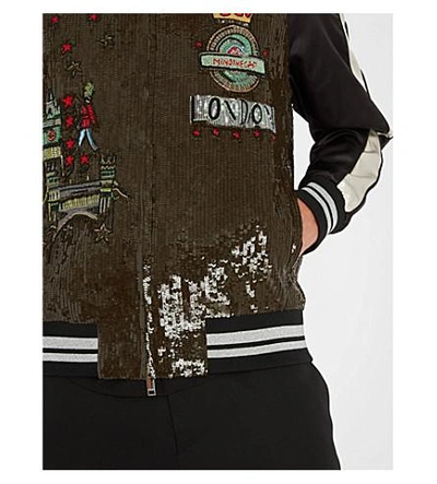 Shop Valentino Sequin-embellished Satin Bomber Jacket In Poudre