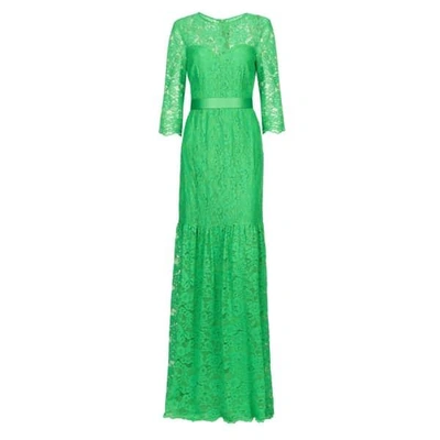Shop Nissa Long Lace Dress In Green