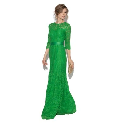Shop Nissa Long Lace Dress In Green