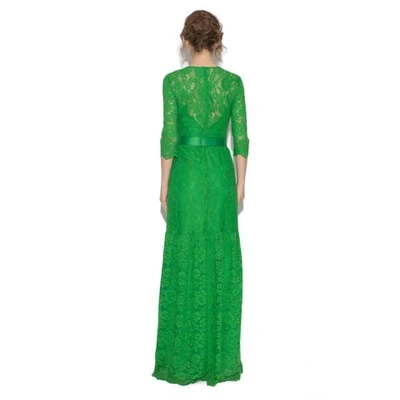 Shop Nissa Long Lace Dress In Green