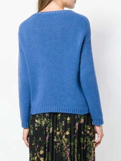 Shop Aragona Long-sleeve Fitted Sweater - Blue