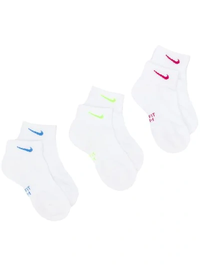 Shop Nike Pack Of Three Performance Cushioned Socks - White