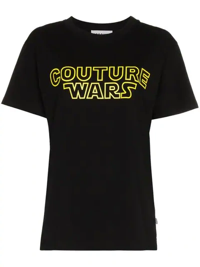 Shop Moschino Couture Wars Logo Cotton T Shirt In Black