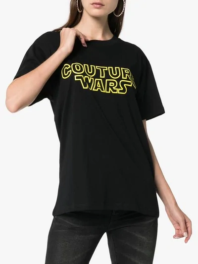 Shop Moschino Couture Wars Logo Cotton T Shirt In Black