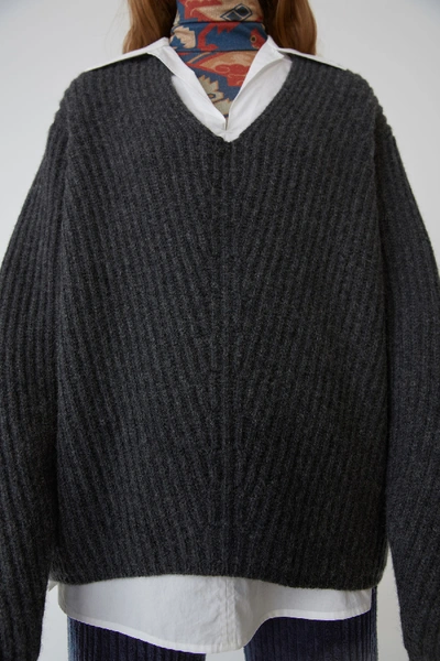 Shop Acne Studios Deep V-neck Sweater Dark Grey