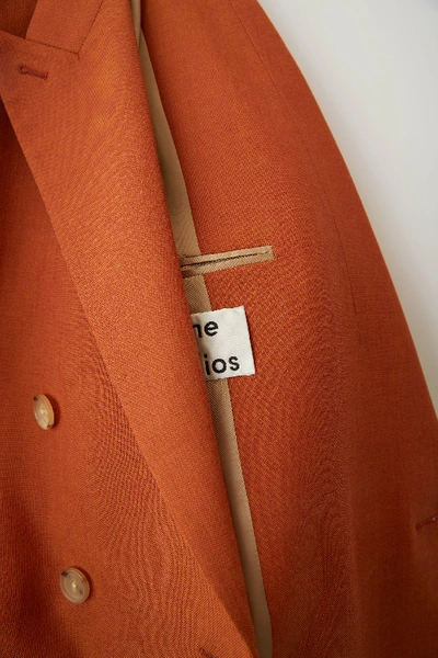 Shop Acne Studios Double Breasted Suit Jacket Orange