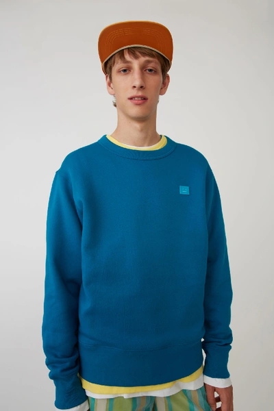 Shop Acne Studios Regular Fit Sweatshirt Teal Blue