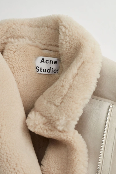 Shop Acne Studios Shearling Jacket Ecru/ Ecru