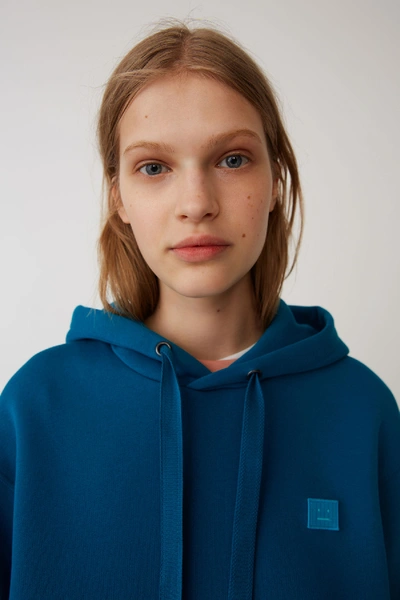 Shop Acne Studios Hooded Sweatshirt Teal Blue