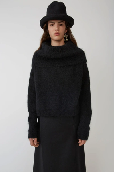 Shop Acne Studios Cowl Neck Sweater Black