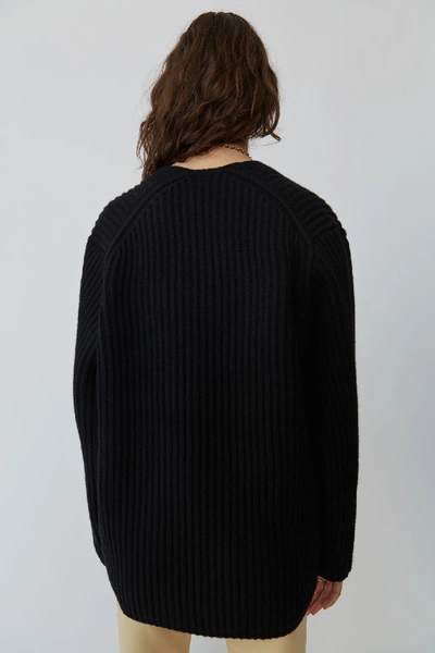 Shop Acne Studios Deborah L-wool Black In Ribbed V-neck Sweater