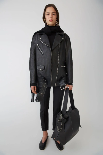 Acne Studios Myrtle Oversized Leather Biker Jacket In Black | ModeSens