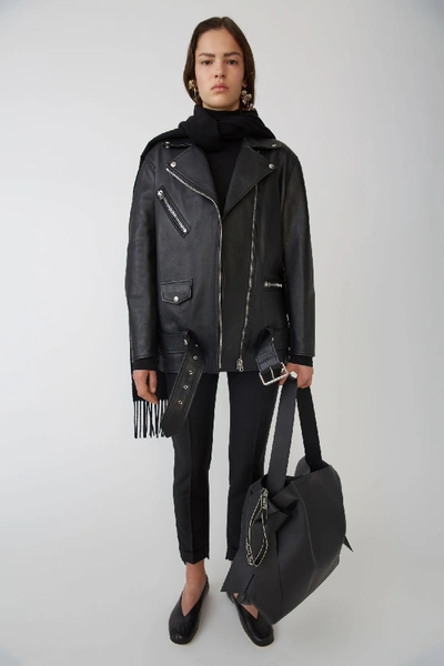 Shop Acne Studios Long Biker Jacket Black